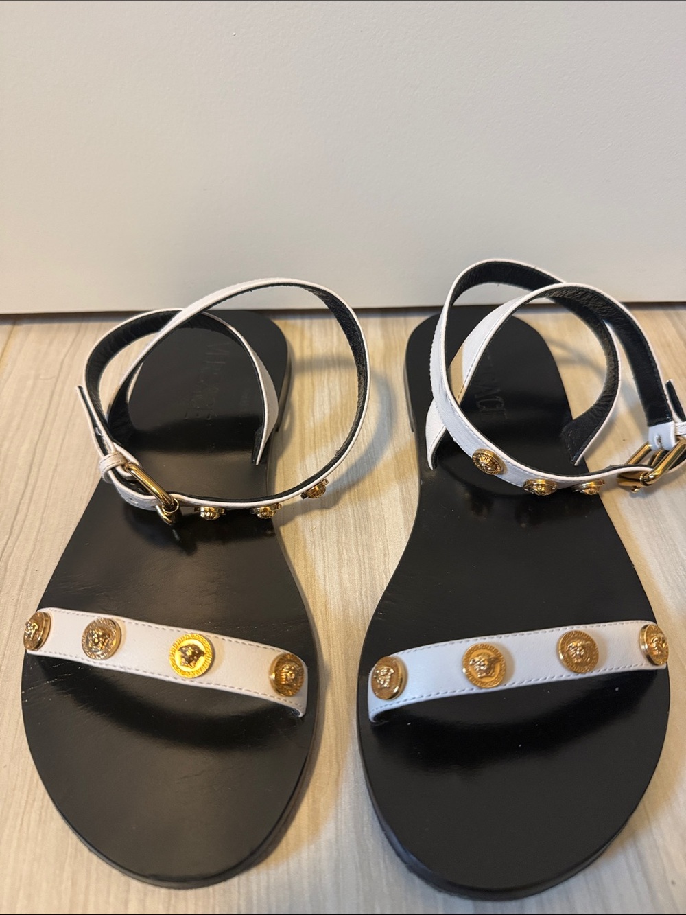 Versace Tribute Flat Medusa Studded Sandals